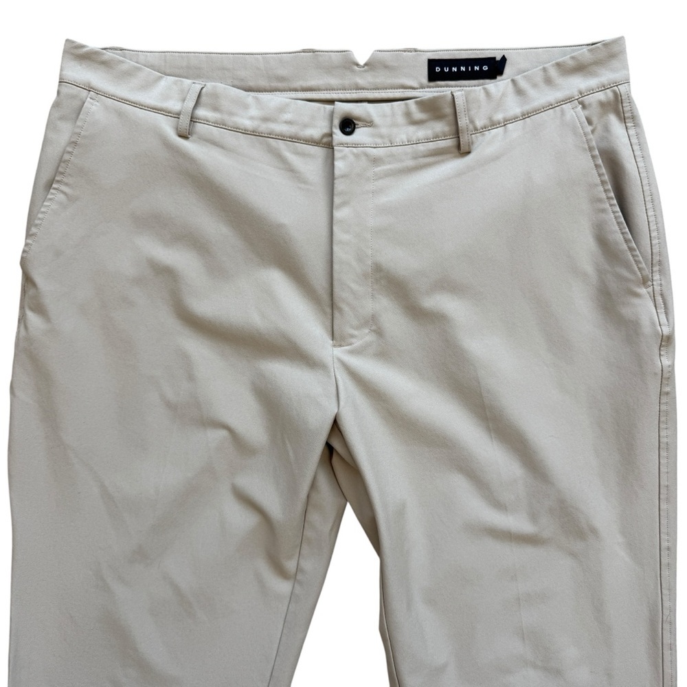 Dunning Men's Golf Pants 38x32 Beige Stretch Chino Flat Front Straight Leg